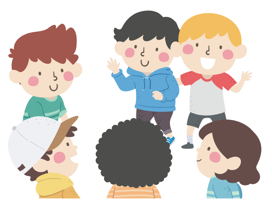 Illustration of kids introducing a new friend to the group