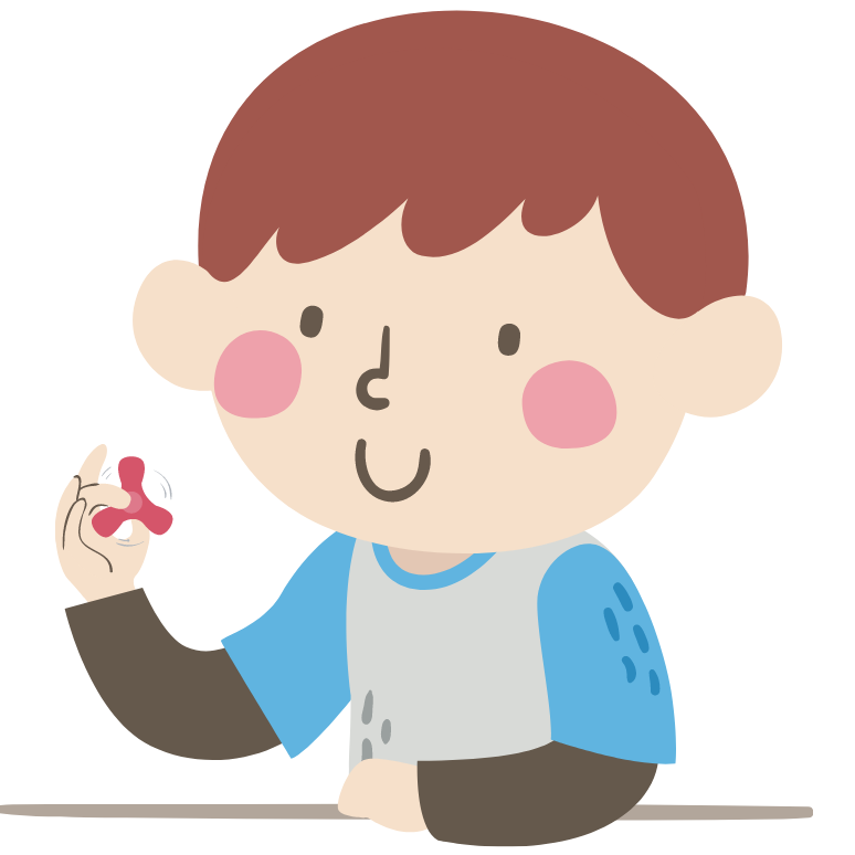 Illustration of a boy playing with a fidget spinner.