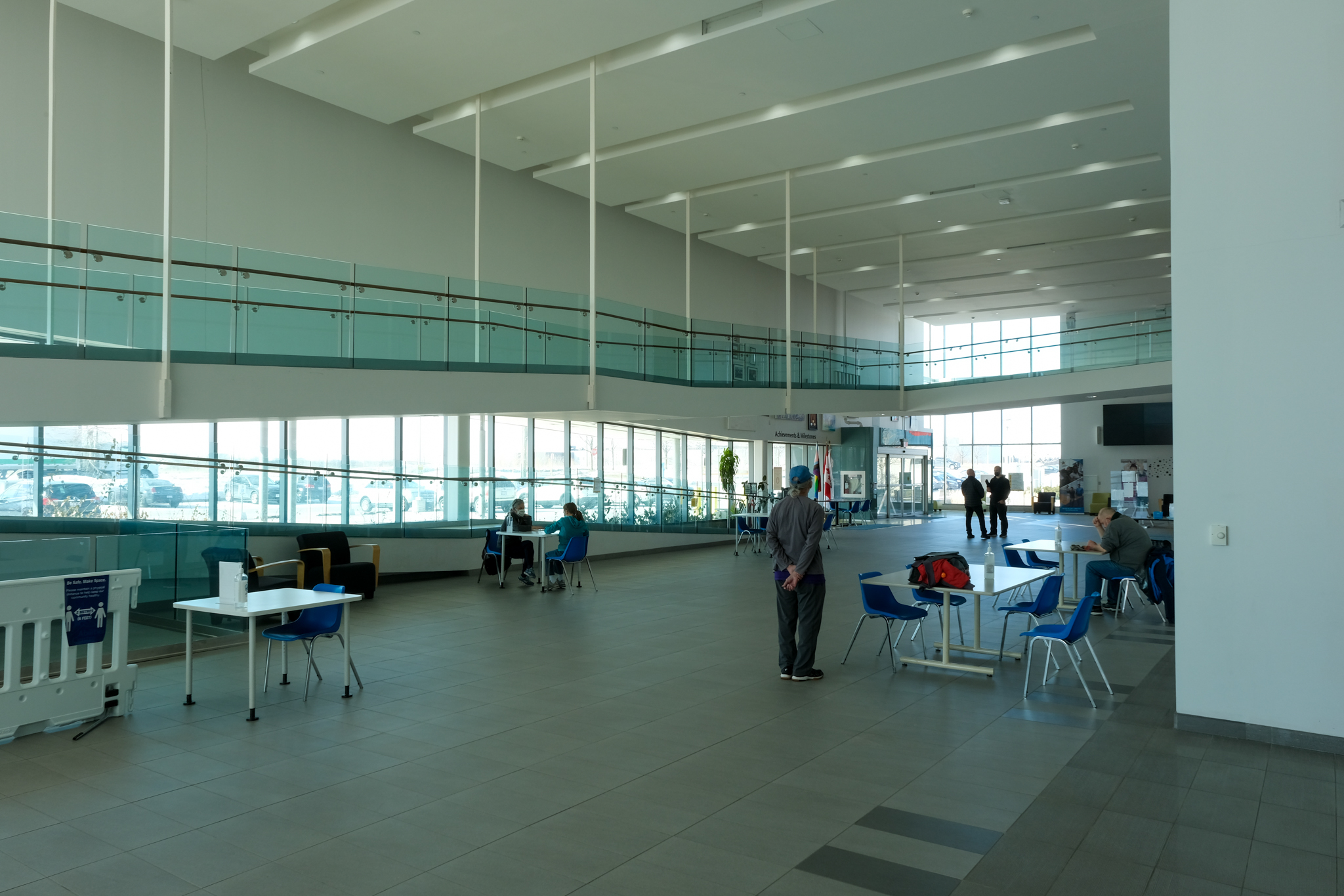 The main entrance of the Abilities Centre taken from the inside.