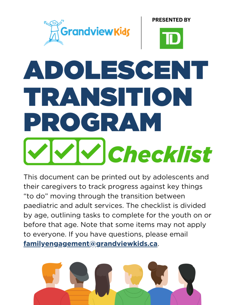 Cover page of the Adolescent Transition Program Checklist.