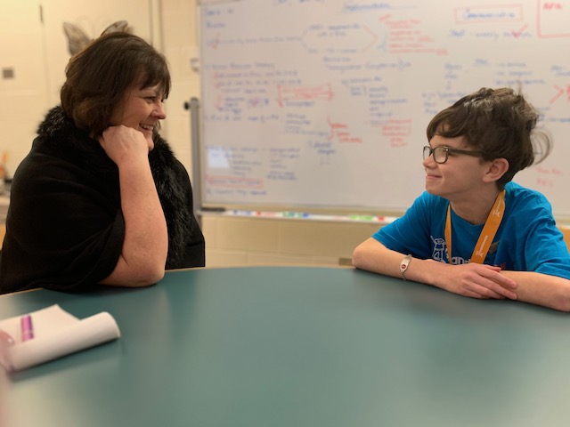 Lorraine with a grandview kid