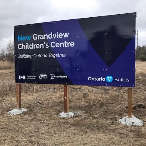 New Ajax Grandview Kids HQ Sign indicating its location