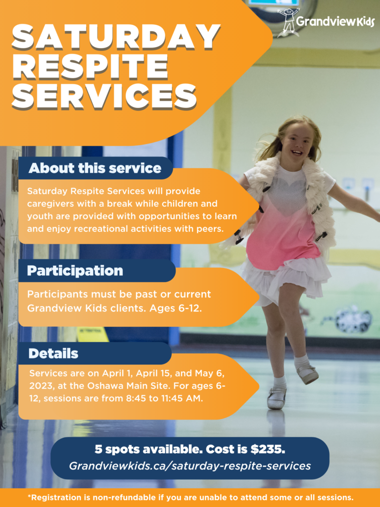 Saturday Respite Services poster promoting services for children.