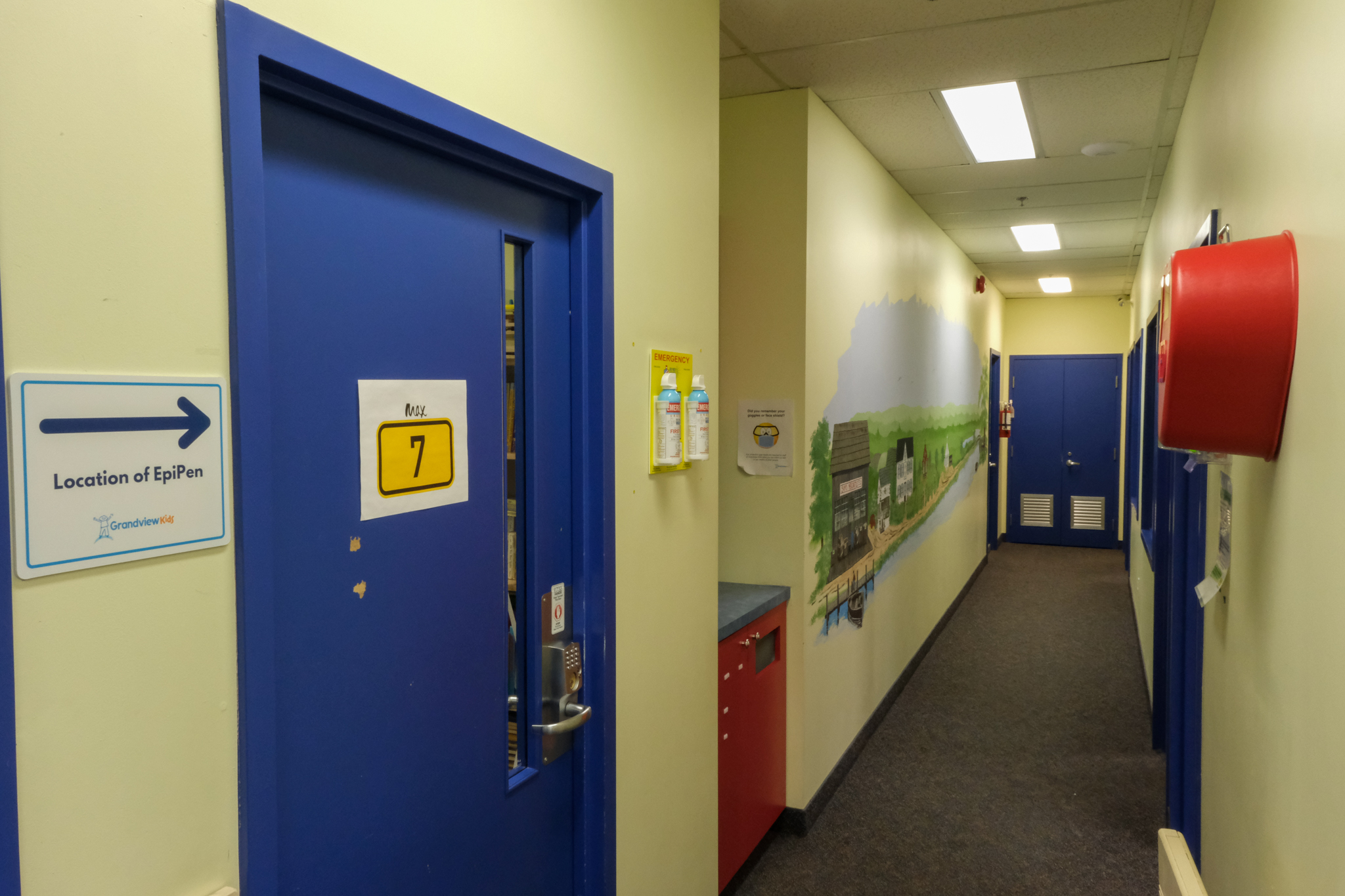 Hallway leading to therapy rooms.